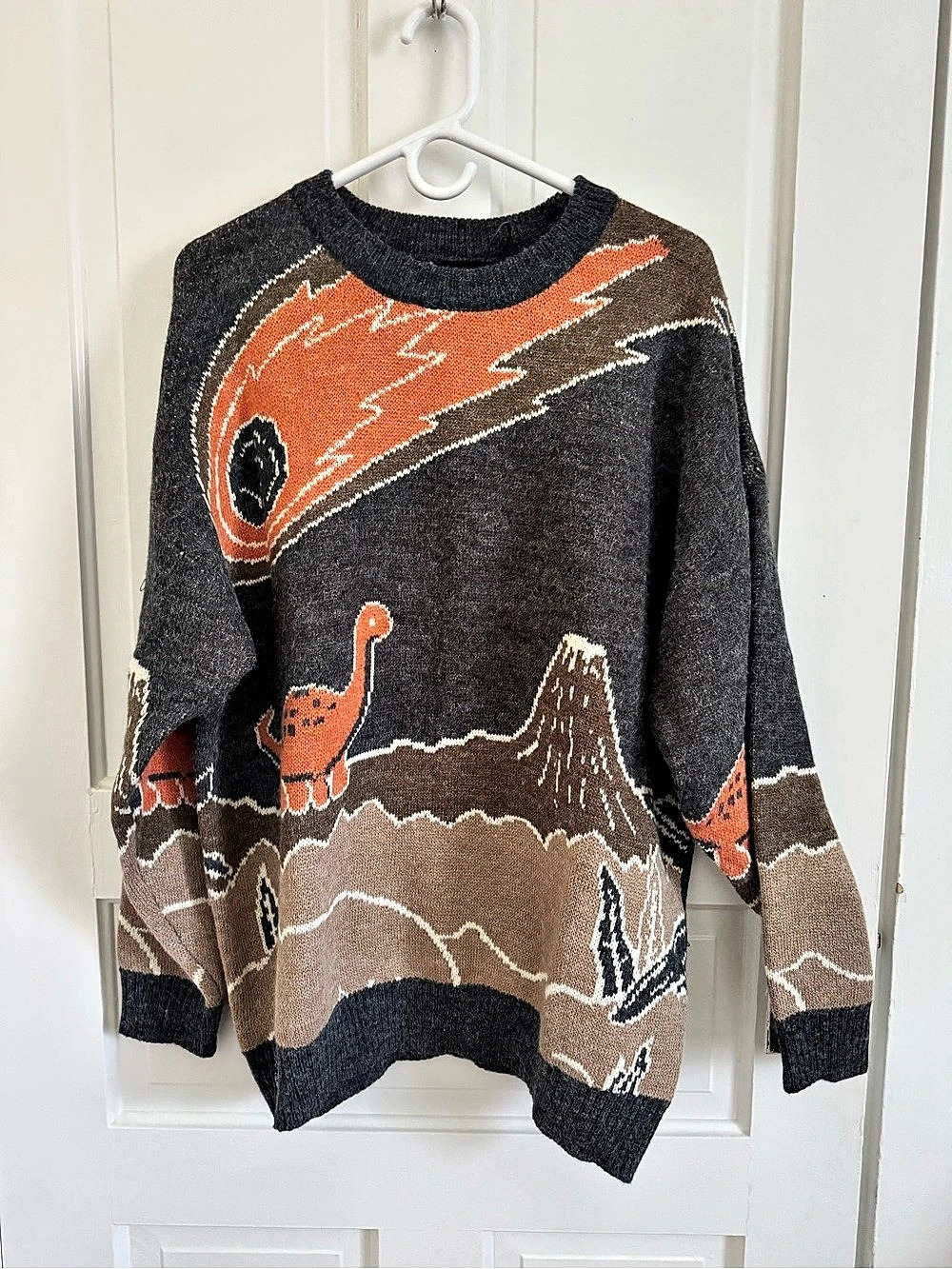 VamTAC Animal Graphic Crewneck Sweater in Gray & Orange Like New